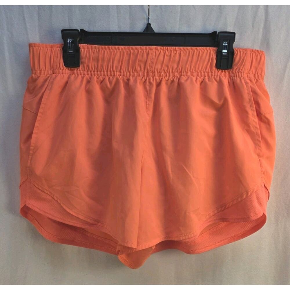 Athletic Works Women's Size Large Running Shorts Bright Orange Pockets Lined